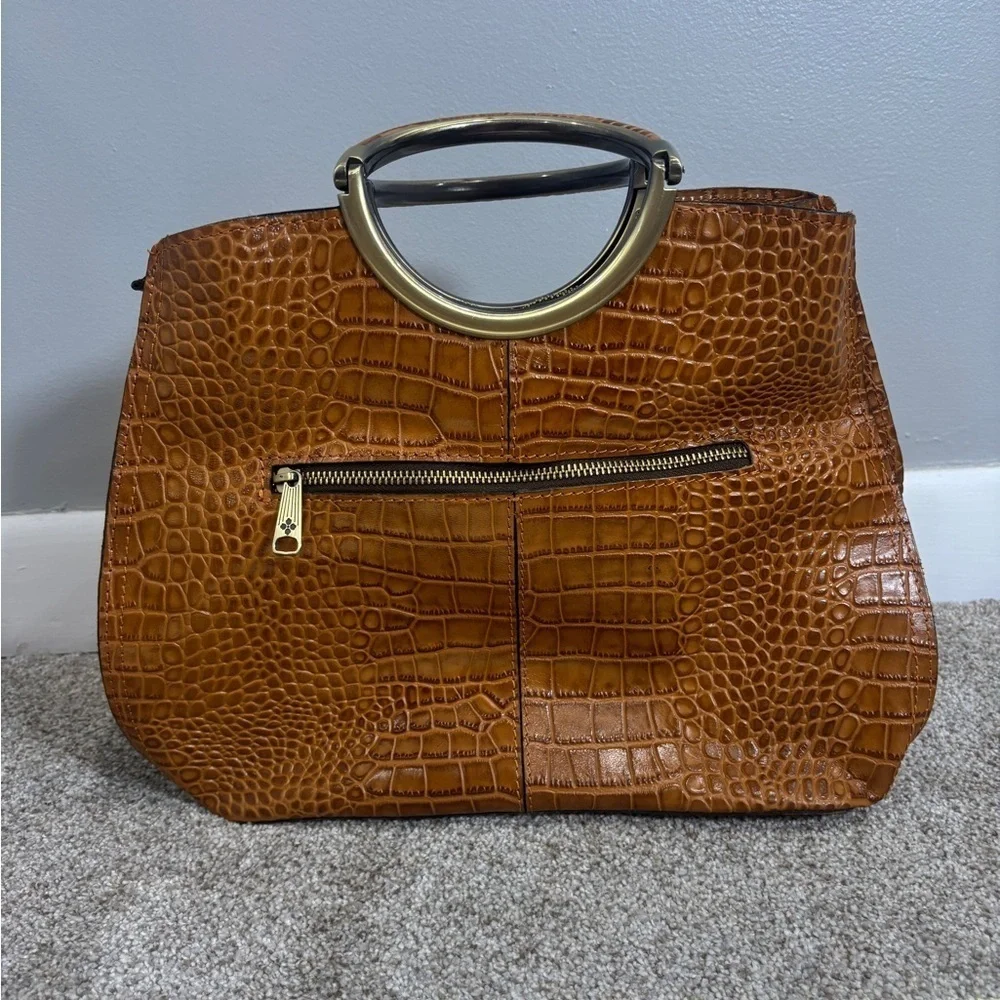 Patricia Nash Arenzano Leather Double Ring Shopper Designer Luxury Animal Print